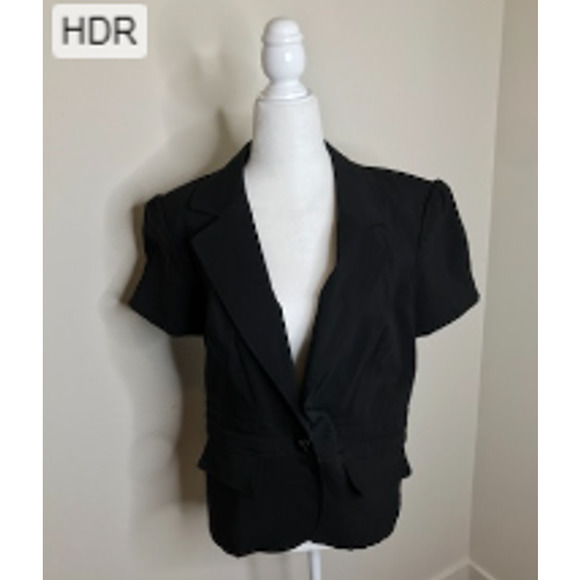 COMPONIX Short Princess Sleeved Black Stretch Blazer, size 10 - Picture 1 of 5